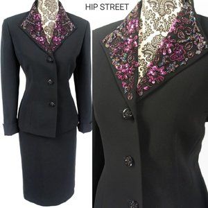 KASPER Bead & Sequin Collar Jacket & Skirt Suit 10